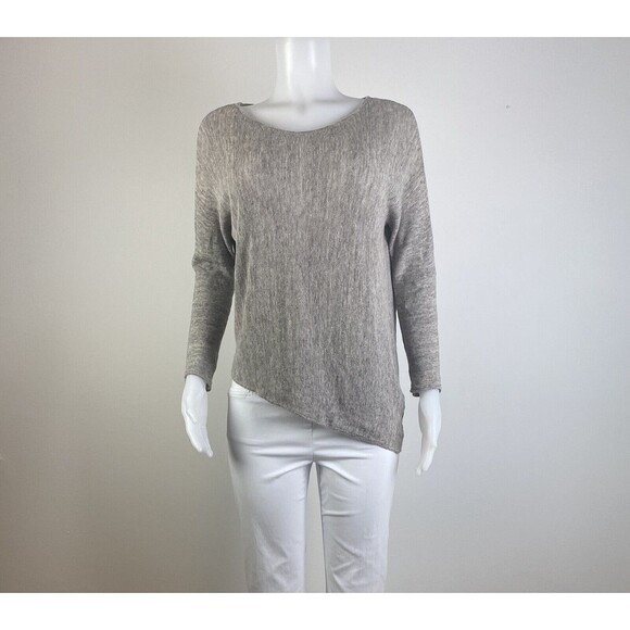 F. Eileen Fisher Linen Top Size S Multicolor Gray Blouse Long Shirt - Picture 2 of 5